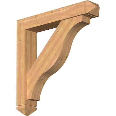 Funston Arts And Crafts Smooth Bracket W/ Offset Brace, Western Red Cedar, 7 1/2W X 44D X 44H